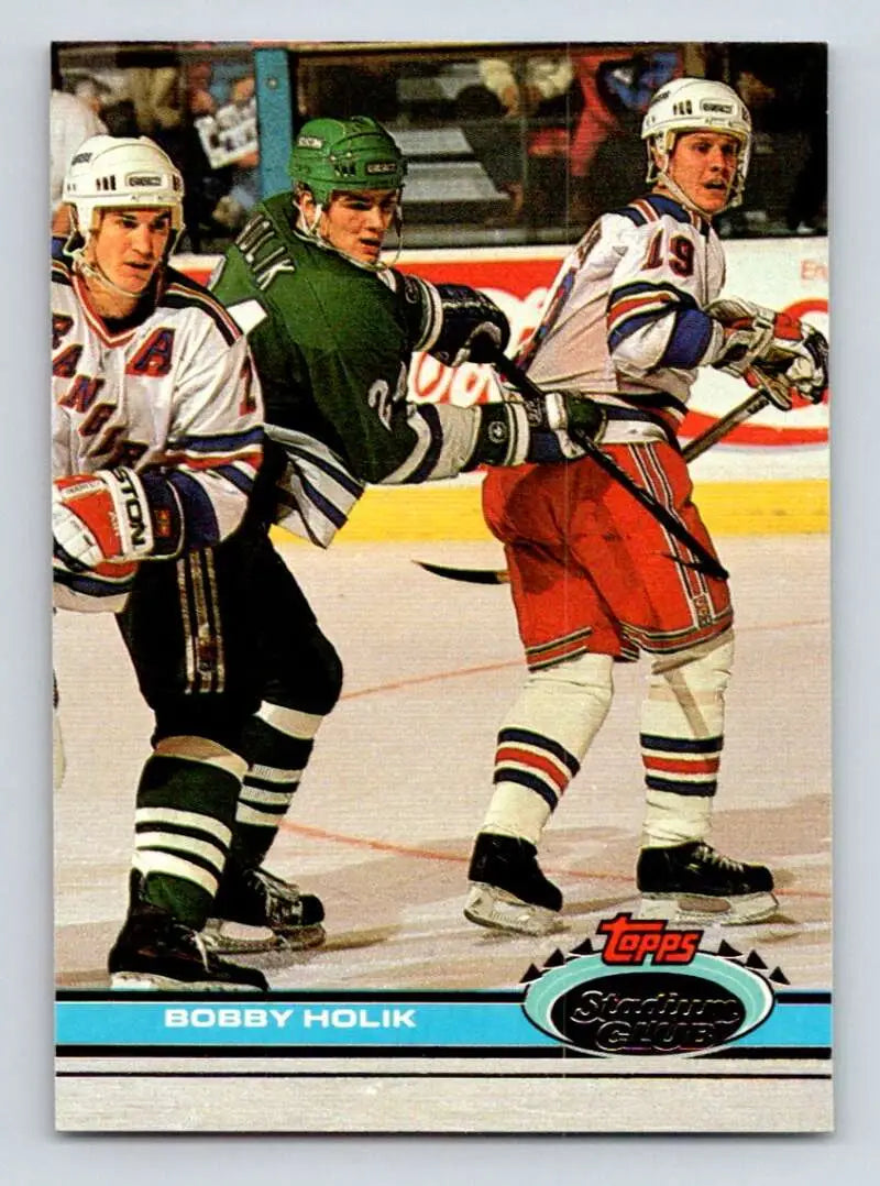 Hockey trading card of Bobby Holik in action, 1991-92 Topps Stadium Club Hartford Whalers