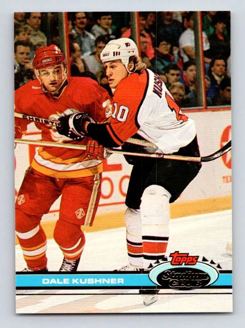 Hockey card of Dale Kushner from the Philadelphia Flyers in action on the ice