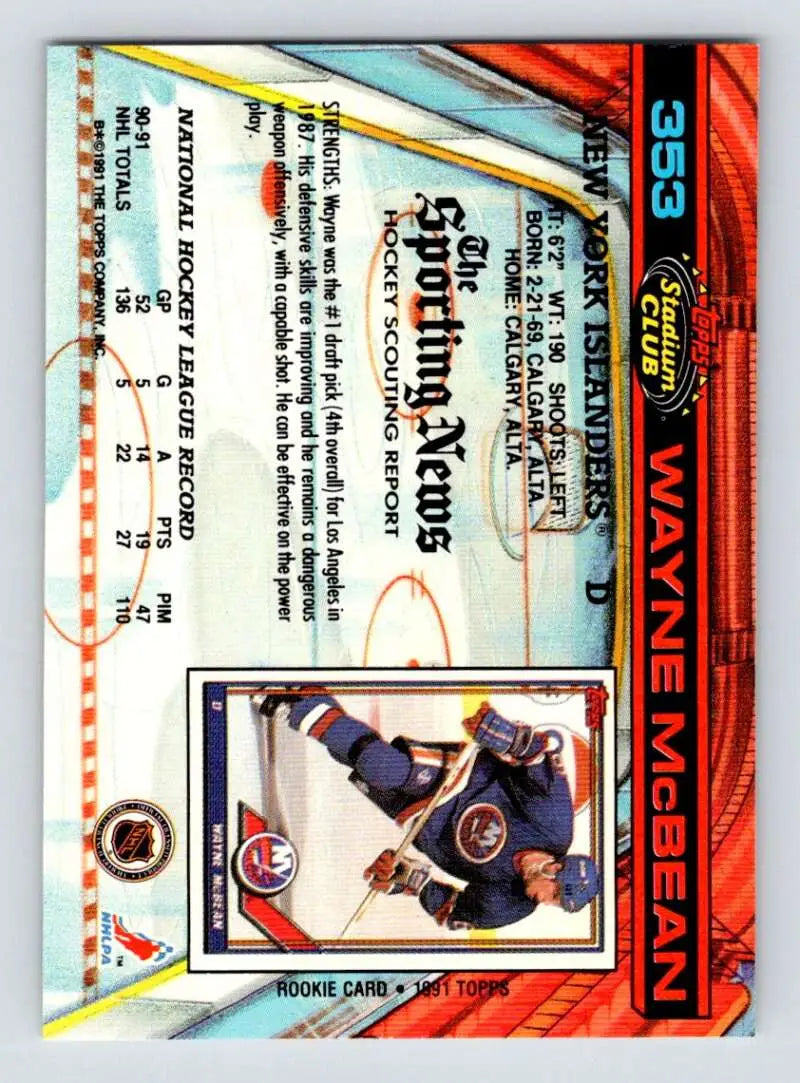 Wayne McBean New York Islanders hockey card with holographic design pattern
