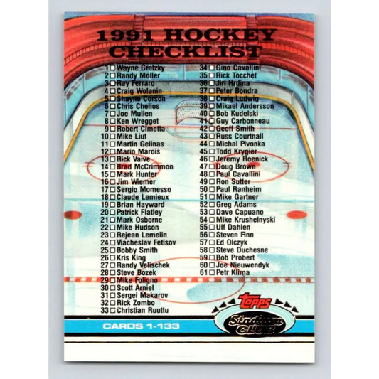 1991-92 Topps Stadium Club #398 Checklist 1-133 NM-MT Hockey Card