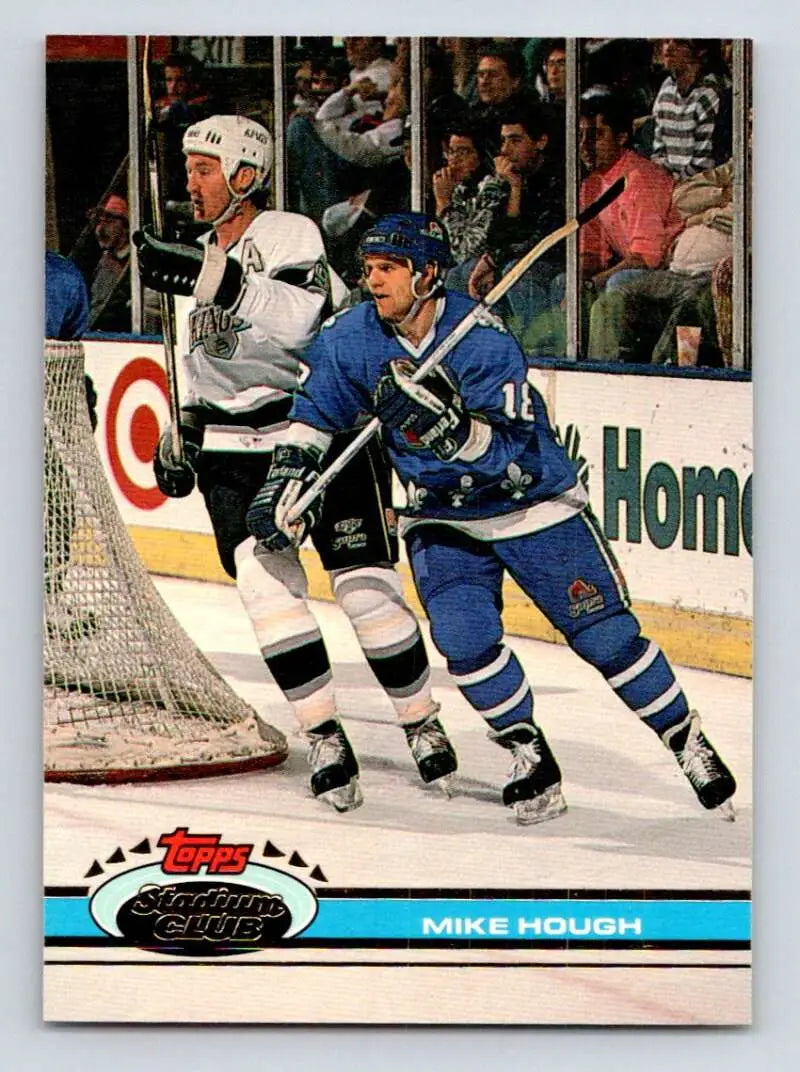 1991-92 Topps Stadium Club #80 Mike Hough Quebec Nordiques hockey card in action