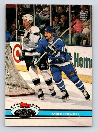 1991-92 Topps Stadium Club #80 Mike Hough Quebec Nordiques hockey card in action