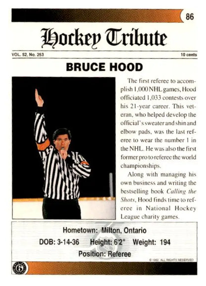 1991-92 Ultimate Original 6 #86 Bruce Hood - Trading Cards