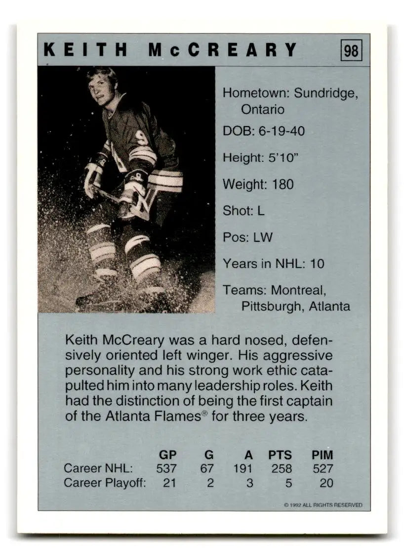 1991-92 Ultimate Original 6 #98 Keith McCreary - Trading Card