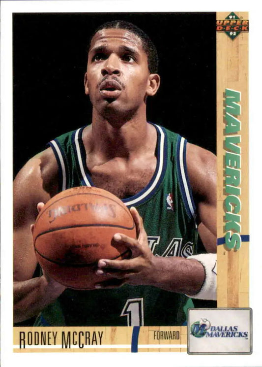 Rodney McCray in green jersey shooting a basketball on Dallas Mavericks card