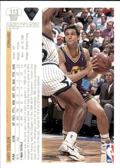 Basketball trading card of Andy Toolson in Utah Jazz uniform by Upper Deck