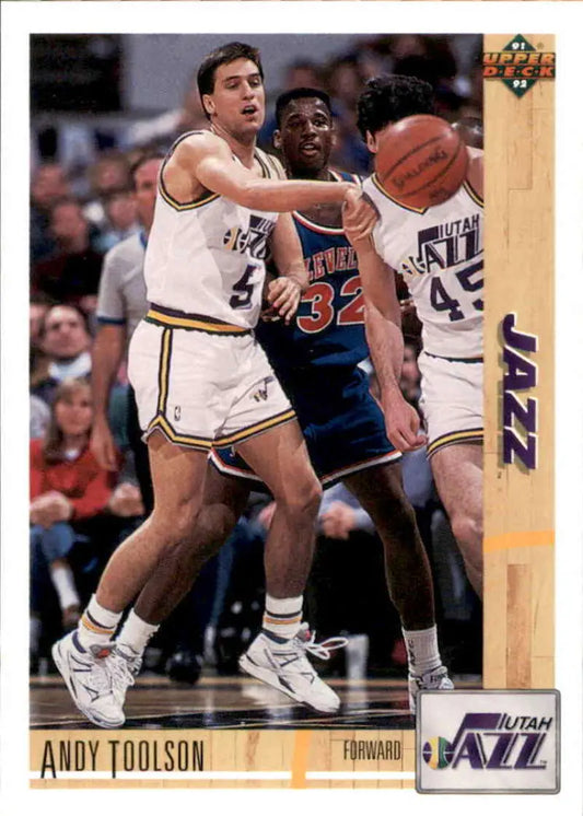 Vintage 1991-92 Upper Deck Andy Toolson Utah Jazz Basketball Card featuring game action