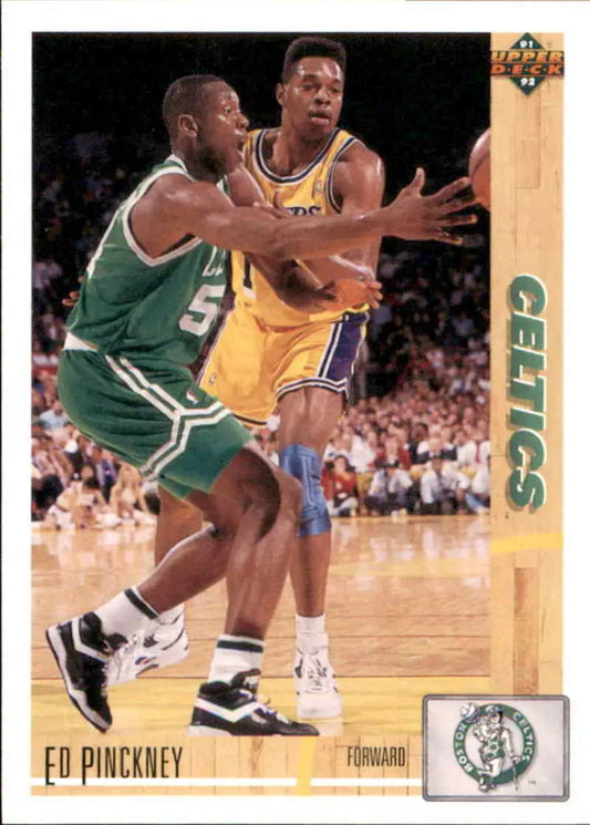 Boston Celtics basketball card featuring Ed Pinckney in action, Upper Deck 1991-92