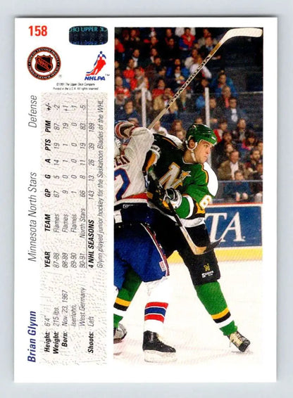Hockey card featuring Brian Glynn in action from Upper Deck 1991-92 set