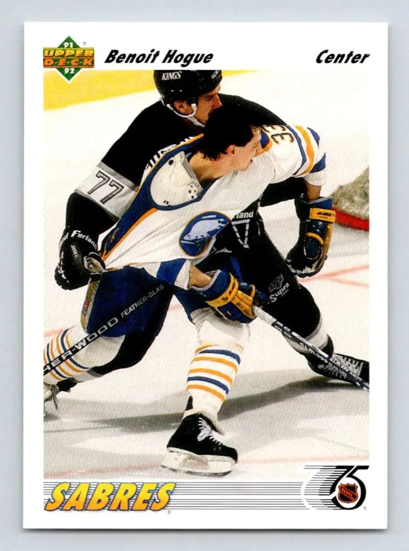 Benoit Hogue in action on a 1991-92 Upper Deck Hockey Card showcasing the Buffalo Sabres