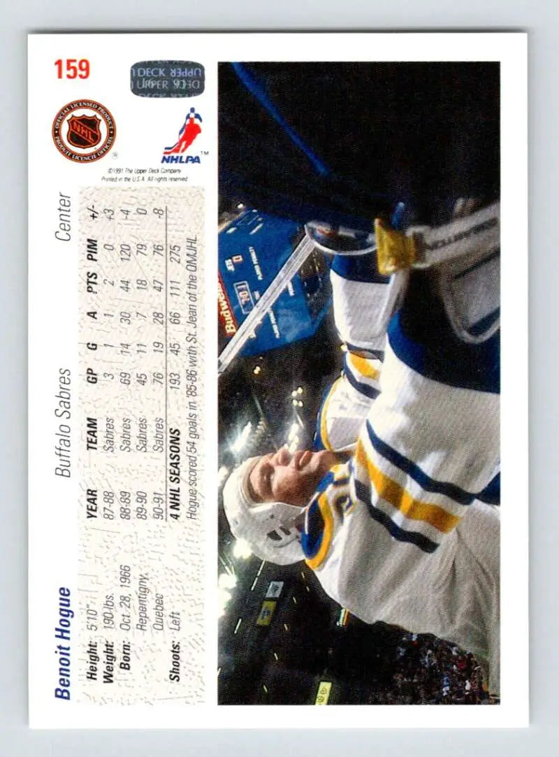 Benoit Hogue 1991-92 Upper Deck NM-MT Hockey Card in white and blue uniform