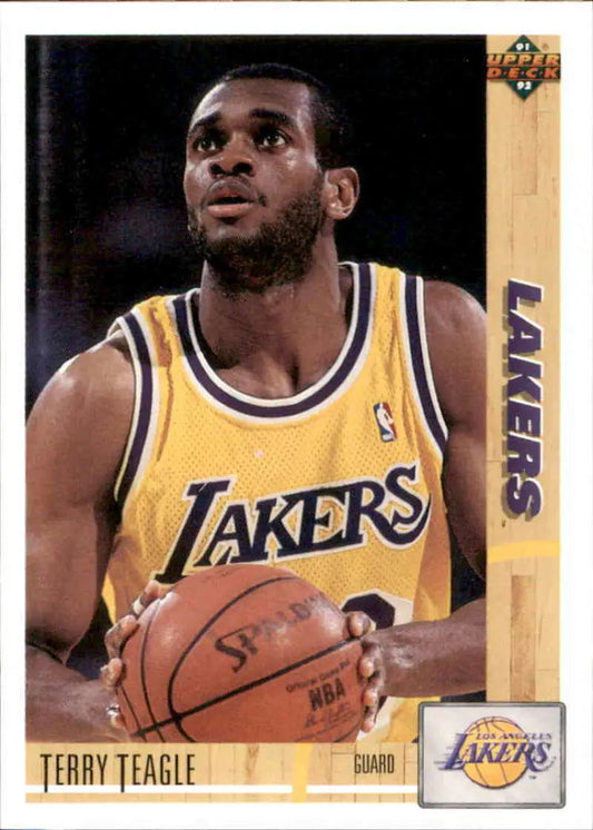 Upper Deck Terry Teagle basketball card featuring Lakers player in yellow jersey