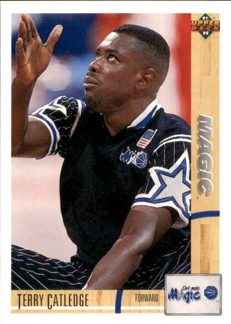 Terry Catledge Orlando Magic Upper Deck basketball card in black uniform with star logo