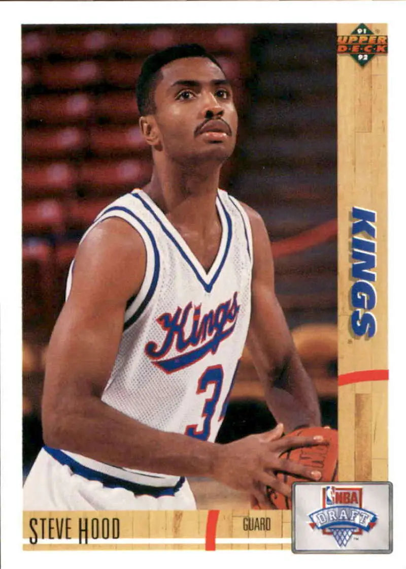 Steve Hood Sacramento Kings basketball card in white jersey number 3, 1991-92 Upper Deck