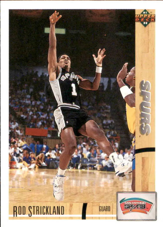 Basketball player Rod Strickland stretching in San Antonio Spurs uniform on trading card