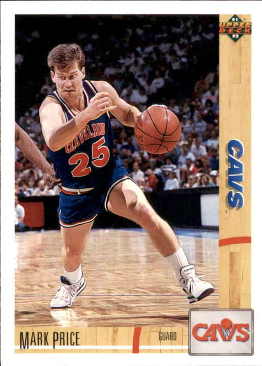 Mark Price dribbling in blue Cleveland Cavaliers uniform on 1991-92 basketball card