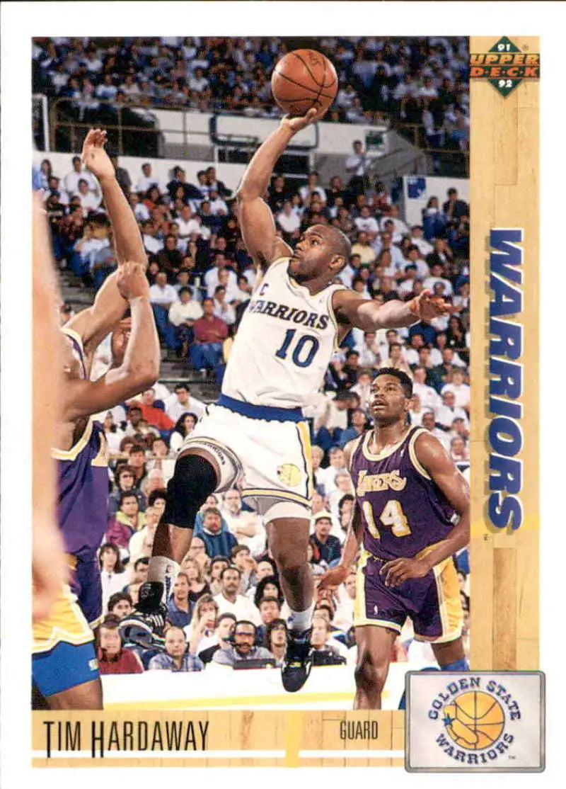Tim Hardaway shooting on 1991-92 Upper Deck #243 Golden State Warriors trading card