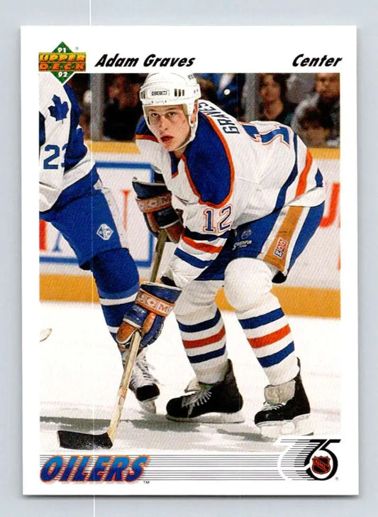 Hockey card of Adam Graves in Edmonton Oilers uniform from Upper Deck 1991-92