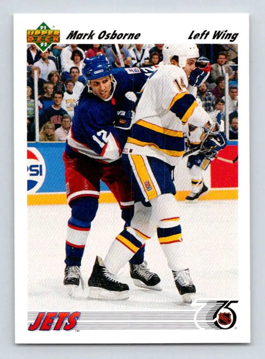 Hockey trading card featuring Mark Osborne of the Winnipeg Jets in gameplay action