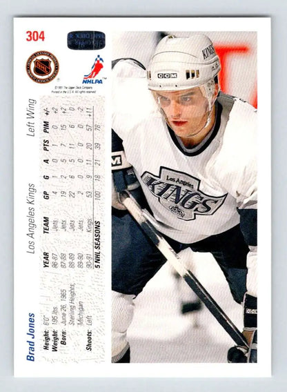 Hockey card of Brad Jones from Upper Deck, showcasing a Los Angeles Kings player