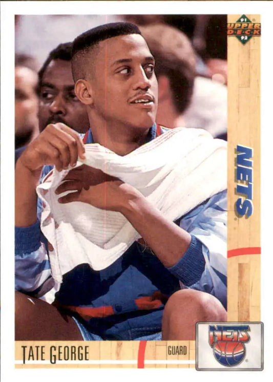 Basketball card of Tate George in New Jersey Nets uniform, 1991-92 Upper Deck #336