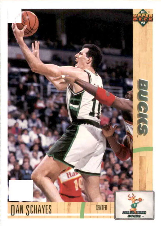 Basketball trading card of Danny Schayes making a layup for the Milwaukee Bucks