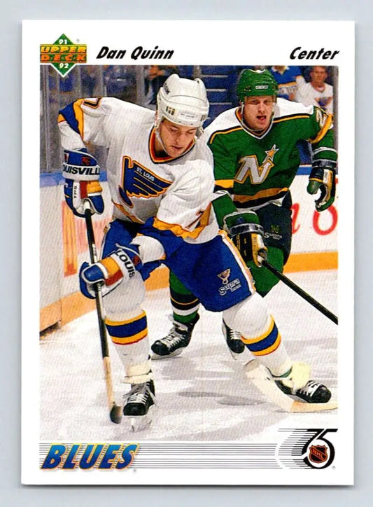 Hockey card featuring Dan Quinn from Upper Deck with St. Louis Blues and Minnesota North Stars