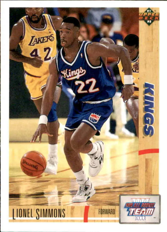 Lionel Simmons dribbling on a 1991-92 Upper Deck Sacramento Kings basketball card