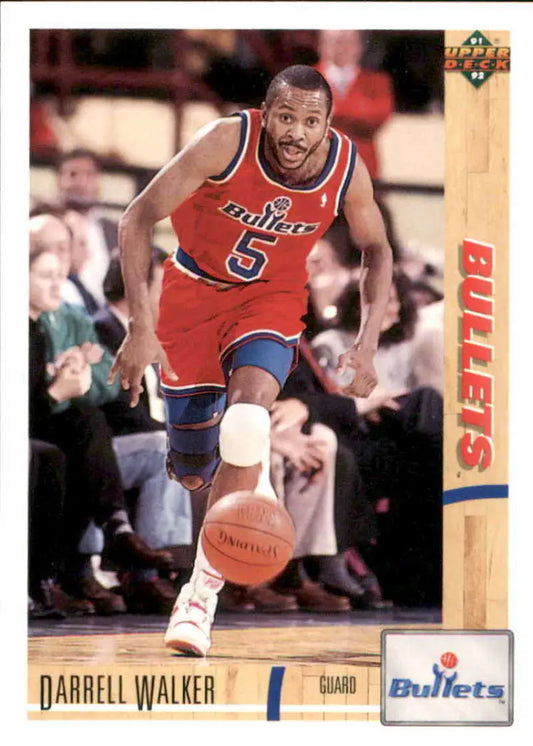 Darrell Walker dribbling a basketball on a Washington Bullets trading card