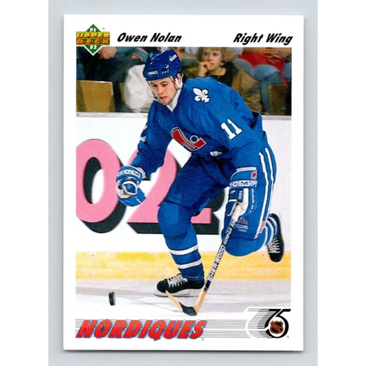 1991-92 Upper Deck #367 Owen Nolan NM-MT Quebec Nordiques Hockey Card