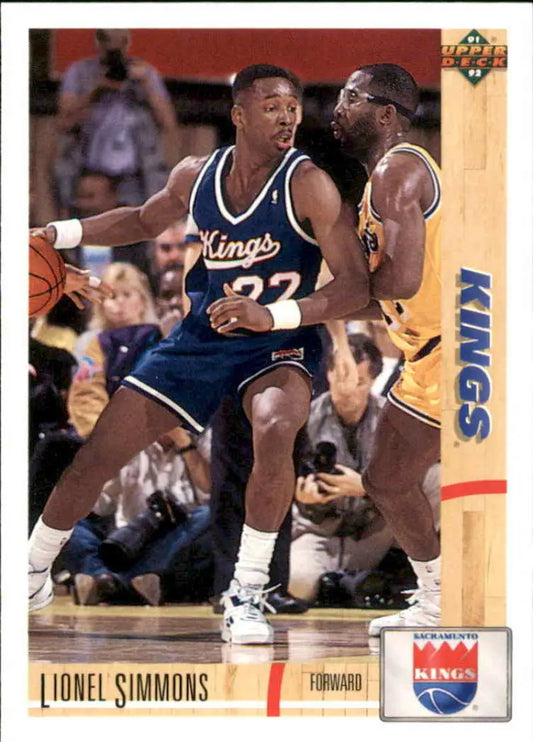 1991-92 Upper Deck #375 Lionel Simmons Sacramento Kings basketball card in blue uniform