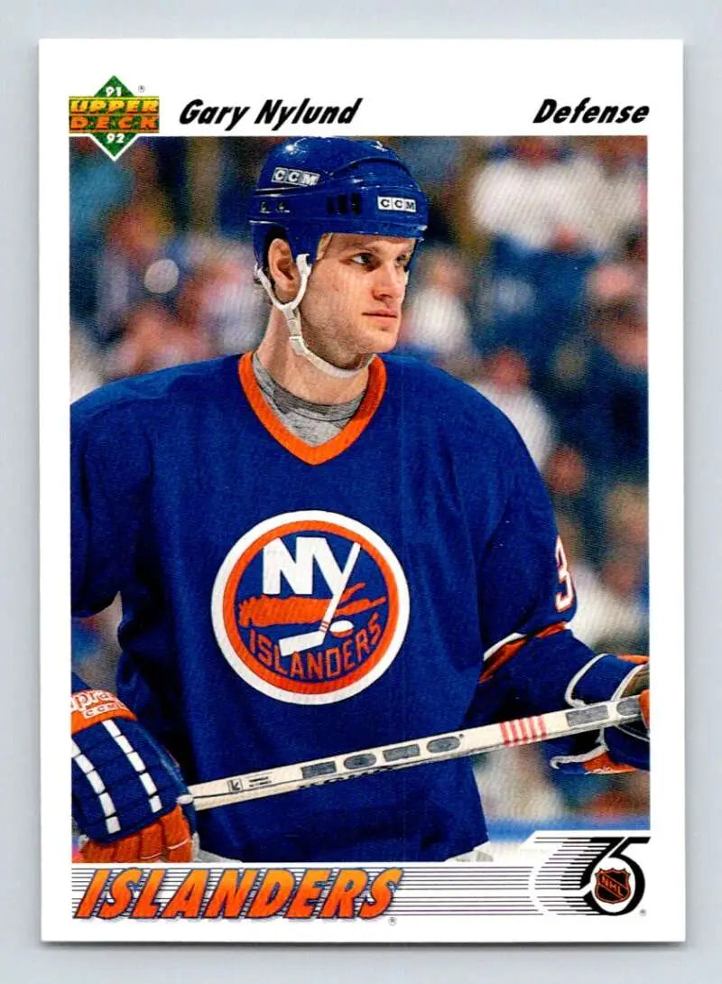 Hockey player in New York Islanders jersey on 1991-92 Gary Nylund Hockey Card