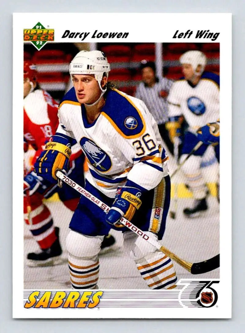 Hockey card featuring Darcy Loewen in Buffalo Sabres uniform by Upper Deck