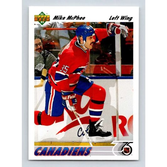 1991-92 Upper Deck #487 Mike McPhee NM-MT Montreal Canadiens Hockey Card