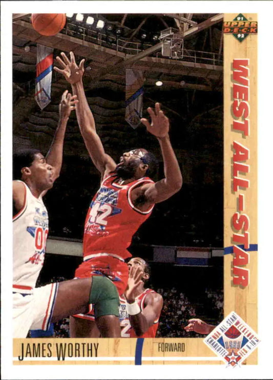 James Worthy Los Angeles Lakers basketball trading card with players in action
