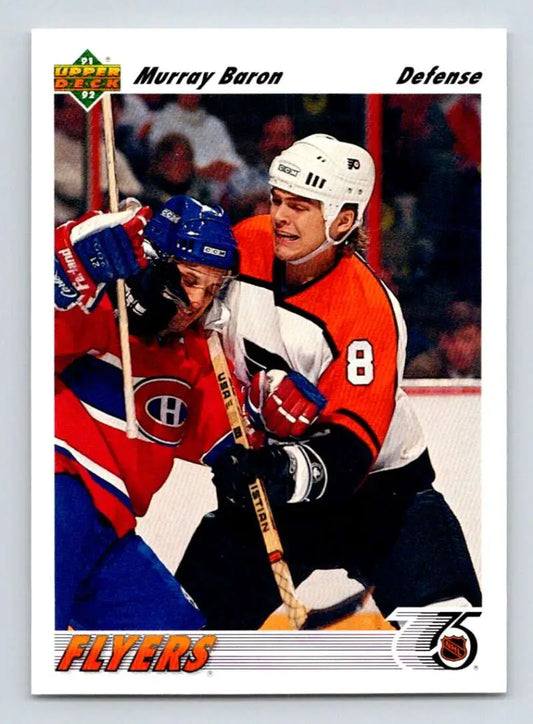 Murray Baron Upper Deck Hockey Card featuring Flyers defenseman vs Canadiens player