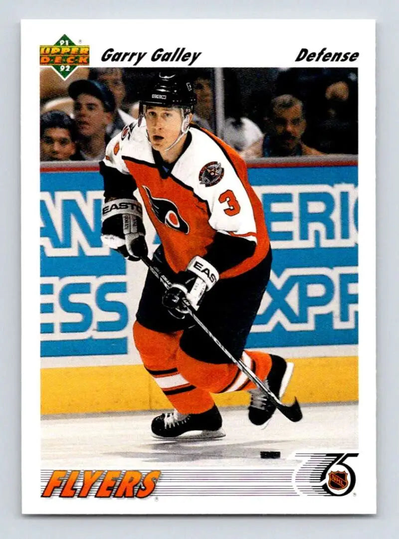 Hockey player in Philadelphia Flyers jersey number 3 on Garry Galley Upper Deck card
