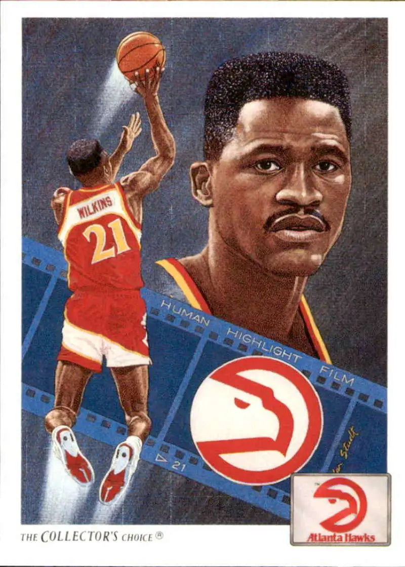 Dominique Wilkins 1991-92 Upper Deck Atlanta Hawks Basketball Trading Card Jersey 21