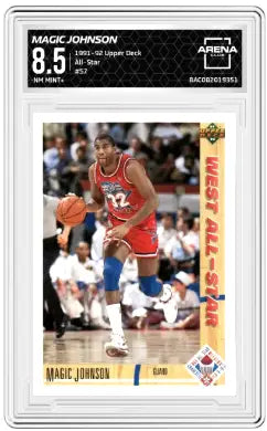 Graded Magic Johnson basketball card from 1991-92 Upper Deck Arena Club series