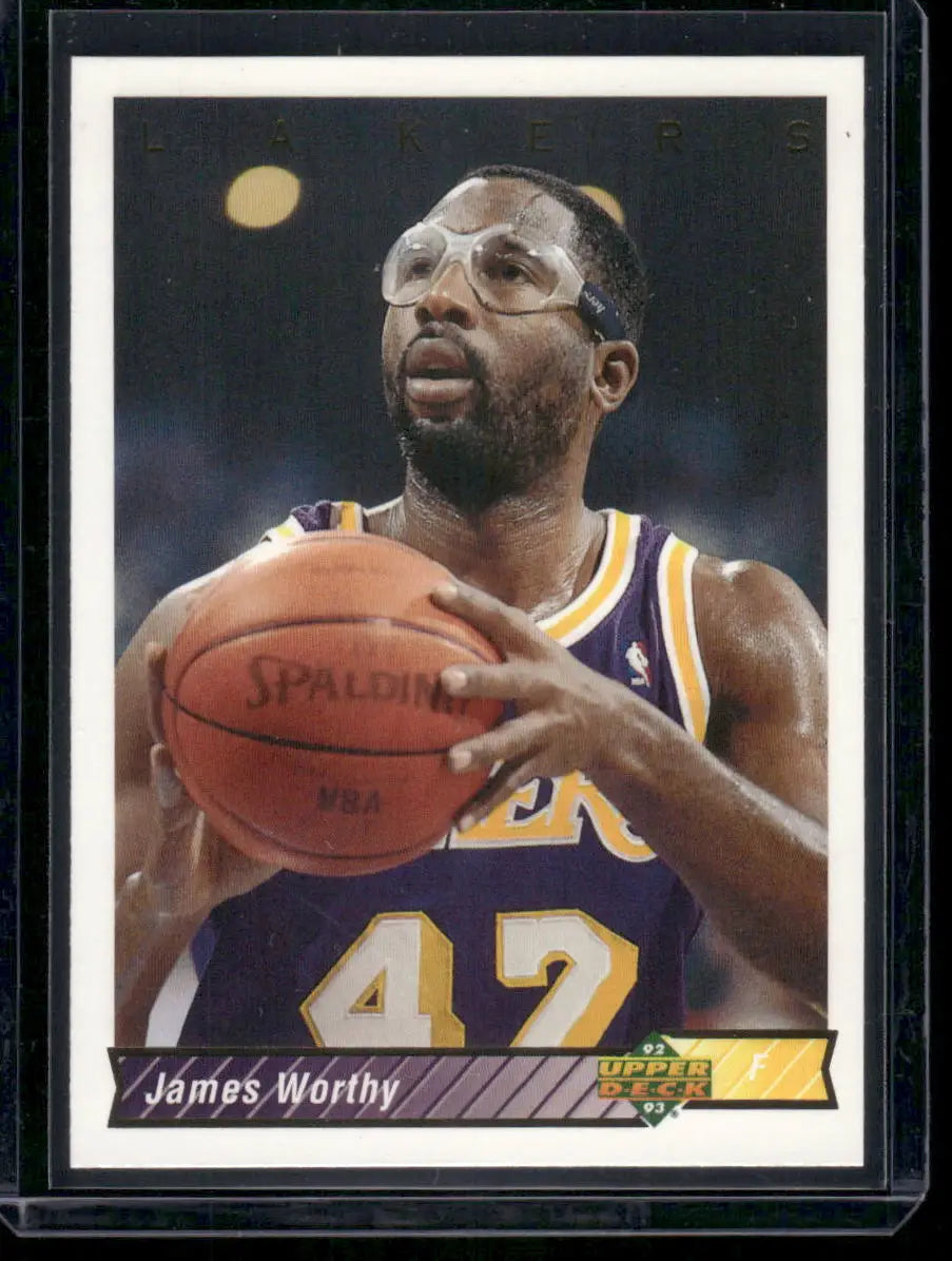 Upper Deck James Worthy basketball card from 1993-94 featuring Lakers player with eyewear