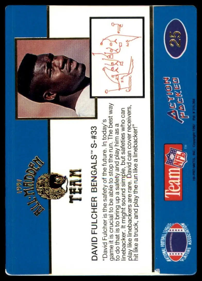 Vintage David Fulcher Cincinnati Bengals football trading card from 1991 Action Packed series