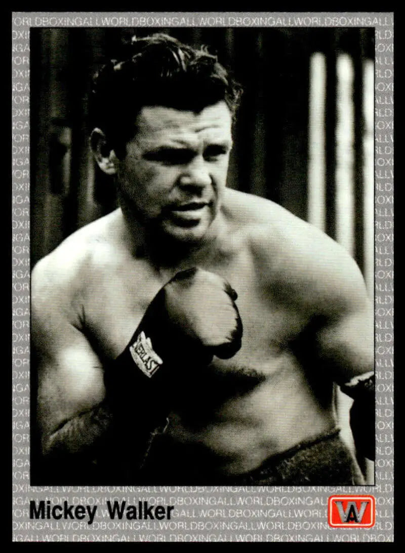 Shirtless boxer Mickey Walker wearing gloves in black and white for boxing card NM-MT