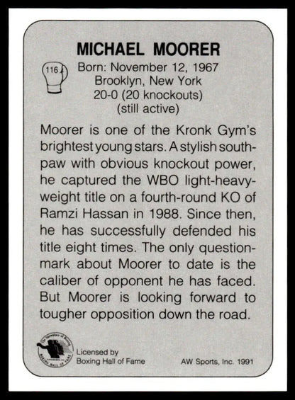 Boxing card featuring Michael Moorer, WBO light-heavyweight champion from Brooklyn