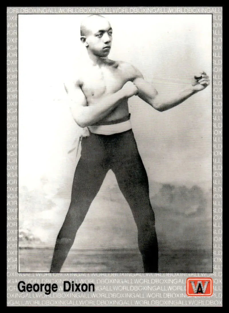 Vintage black and white photo of George Dixon in classic boxing stance for boxing card
