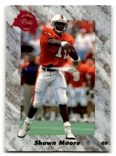 Original gloss 1991 Classic Draft Picks Shawn Moore Denver Broncos Football Card