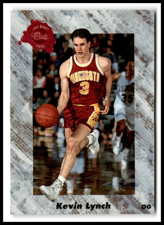 1991 Classic Multi-Sport Kevin Lynch basketball card featuring Kevin Lynch in Minnesota Gophers uniform