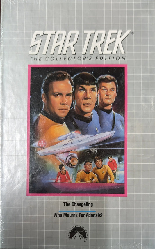 Book cover for 1991 Columbia House Star Trek VHS tape featuring iconic characters and ships