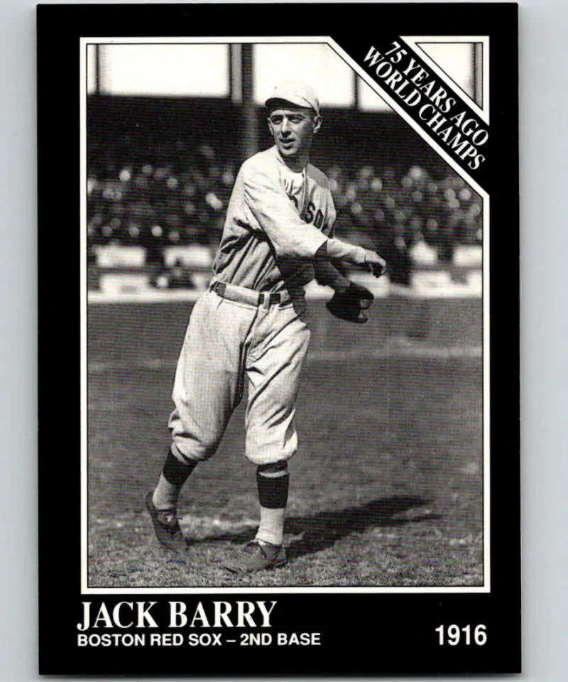 Black and white Boston Red Sox baseball card of player Jack Barry in vintage uniform