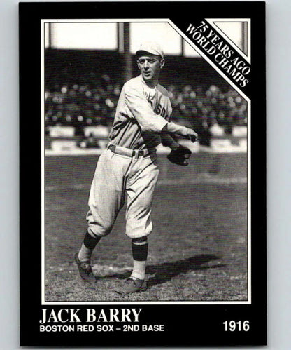 Black and white Boston Red Sox baseball card of player Jack Barry in vintage uniform