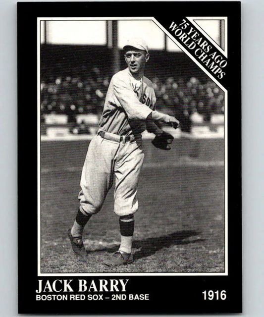 Black and white Boston Red Sox baseball card of player Jack Barry in vintage uniform